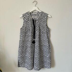 Banjanan Black and White Chevron Sleeveless Mini Dress Size M